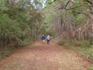Carl and Kert on hiking trail at Bird sanctuary on Dauphin Island, Alabama.