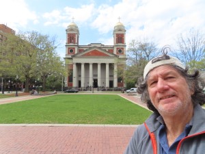 Ted in front of Cathedral-Basilica of the Immaculate Conception in Mobile, Alabama.