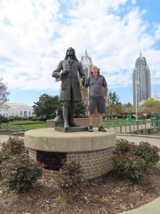 Ted next to the Pierre d'Iberville Statue in Cooper Riverside Park Mobile, Alabama.