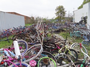 Bike junk yard at Delta Bike Project in Mobile, Alabama.