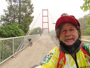 Ted and his bike on Guy West Bridge in Sacramento.