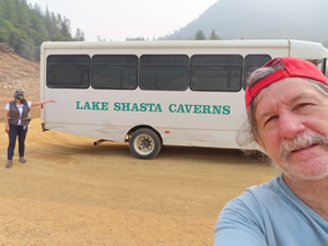 Ted and Marty in front of bus used to get us to the Lake Shasta caverns entrance.
