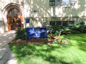 Ted’s bike at the Engineering building of Yale University in New Haven, Connecticut.