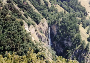 Waterfall on the way to Arolla, Switzerland. 