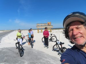 Ted with Nancy, Colleen, Janice and Judith on a bike ride from Pensacola Beach to Fort Pickens, Florida.