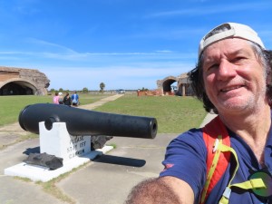 Ted in front of a cannon at Fort Pickens, Florida.