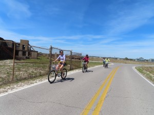 Nancy, Colleen, Janice and Judith on a bike ride at Fort Pickens, Florida.