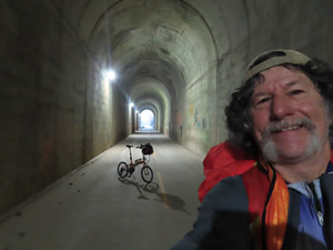 Ted with his bike on the Silver Comet Trail. - Brushy Mountain Tunnel