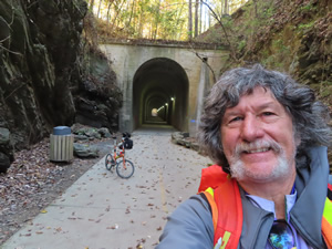 Ted with his bike on the Silver Comet Trail. - Brushy Mountain Tunnel