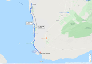 Daily google route map of where Ted cycled in Maui on May 10, 2004. (Kihei to La Perouse Memorial and back to Kihei)