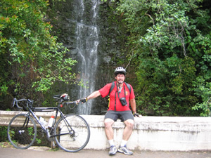 Ted next to his rental bike near Hana, Maui, Hawaii.