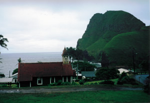 Kahakuloa Hawaiian Congregational Church near the north end of Muai, Hawaii.
