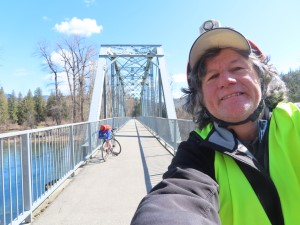 Ted and his bike on Trail of the Coeur d’Alene near Cataldo Trailhead.