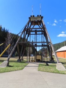 Mine shaft exhibit at Silver Historic site in Wallace, Idaho.