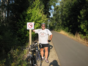 Jay (Ted’s brother) with our bikes standing next to the trail of Coeur d’Alene.
