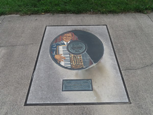 Louis Armstrong plaque at Gennett recording studio in Richmond, Indiana.