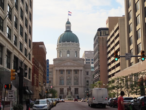 Capital building seen from downtown Indianapolis, Indiana.