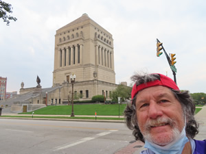 Ted in front of the Indiana World War Memorial in downtown Indianapolis, Indiana.