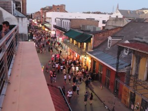 Photo from balcony at Mambo’s on Bourbon Street in New Orleans.