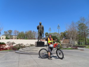 Ted and his rental bike at Louis Armstrong Park in New Orleans.