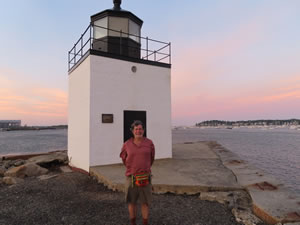 Ted in front of the Derby Wharf Light Station in Salem, Massachusetts.