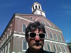 Ted in front of Faneuil Hall in Boston Massachusetts.