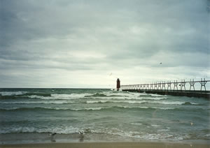 South Haven's Historic Lighthouse near city center of South Haven, Michigan.