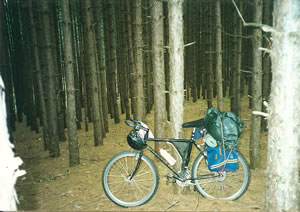 Ted's bike when he was about to set up his campsite near Millbrook, Michigan.