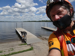 Ted with his bike at Lake Benton, Minnesota.