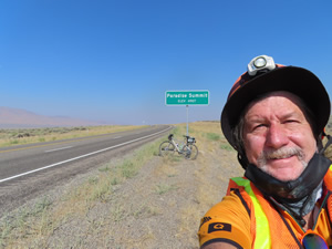 Ted with his bike at Paradise Summit near Winnemucca, Nevada.