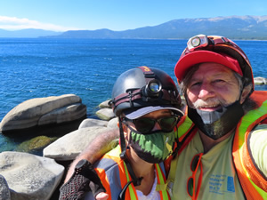 Ted and Marty on Tahoe East shore bike trial.
