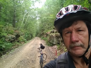 Ted with his bike on Windham rails to trails in New Hampshire.