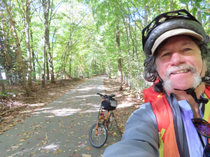 Ted and his bike on the Atlantic & Yadkin Greenway trail.