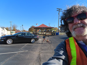 Ted with his bike and rental car in Troutman, North Carolina.