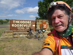 Ted at the entrance to Theodore Roosevelt National Park.