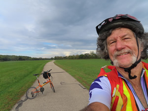 Ted and his bike on the Great Miami River Trail near Dayton, Ohio.