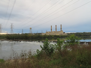 Power plant next to the Great Miami River Trail near Dayton, Ohio.