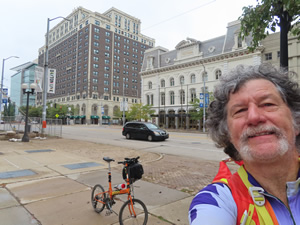 Ted with his bike in downtown Dayton, Ohio.