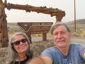 Ted and Marty at entry sign to the Steen Mountains.