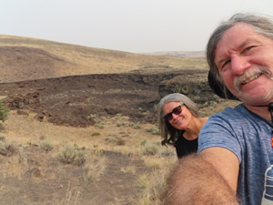 Ted and Marty at crater in Diamond crater area just north of Steen Mountains.