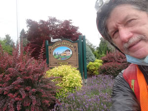 Ted at the end of paved part of the Springwater corridor trail in Boring, Oregon.