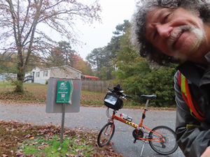Ted with his bike at the end of the Swamp Rabbit Trail.