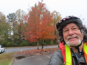 Ted with his bike next to the Swamp Rabbit Trail.