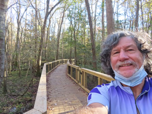 Ted on the boardwalk loop trail at Congaree National Park.
