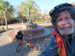 Ted and his bike near Columbia Canal and Riverfront Parking lot.  – Trail to Dam.