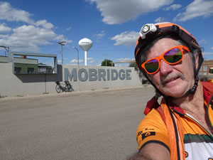 Ted with his bike on trial in Mobridge, South Dakota.