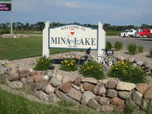 Mina Lake sign with Ted’s bike.  This was his turn around point on one of his rides from Aberdeen, South Dakota.