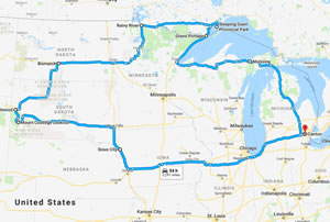 July 1993 Road trip route