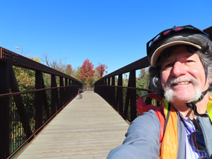 Ted with his bike on the Chattanooga Riverwalk bike trail.