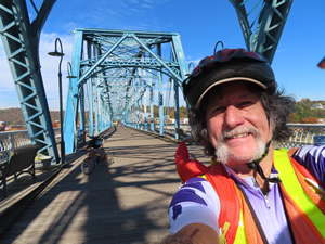 Ted on the walking/ biking Walnut Street Pedestrian Bridge that crossed the Tennessee River in Chattanooga.